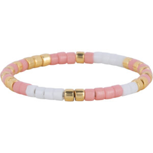 Charmins Miyuki Beads Gold, White, and Pink Anxiety Fidget Ring R1536