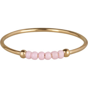 Anxiety Ring, Palm Pink Beads, Gold-Plated, R980/KR116