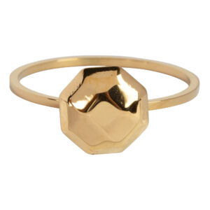 Charmins goudkleurige zegelring R725 Ruby goldplated staal