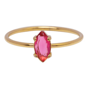 Charmins Gold-Colored Ring with Elliptical Pink Crystal R1685 – Soft and Cheerful