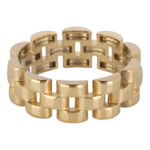 Charmins Gold-Colored Rolex Link Necklace-Ring, Steel, R1540