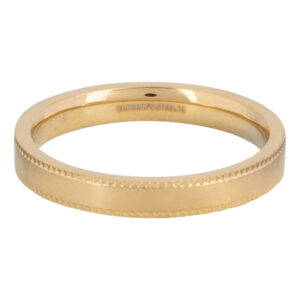 Charmins Gold-Colored Slightly Matte Ring with Side Engraving, Steel R1415