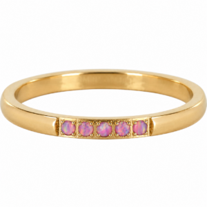 Charmins Memoire Ring Ring Roze Opaal 5 steentjes Goudkleurig R1124