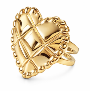 Charmins Gold-Colored Chunky Ring with Large Heart "Big Love" R1830